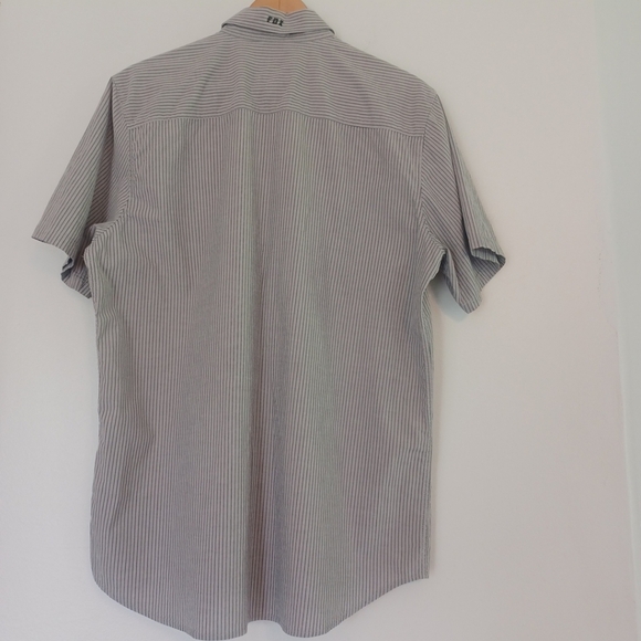 Fox Racing Shirt Mens XL Gray Stripes Button Down Short Sleeve Lightweight Moto - Picture 4 of 13
